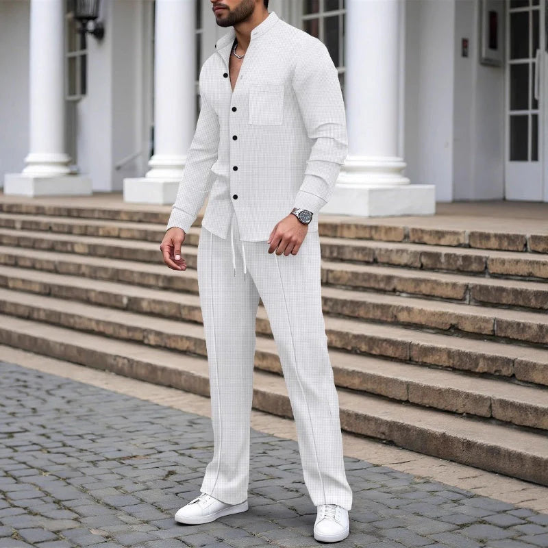Men's Casual Waffle 2-Piece Set – Comfortable Fabric, Modern Fit & Versatile Style👖